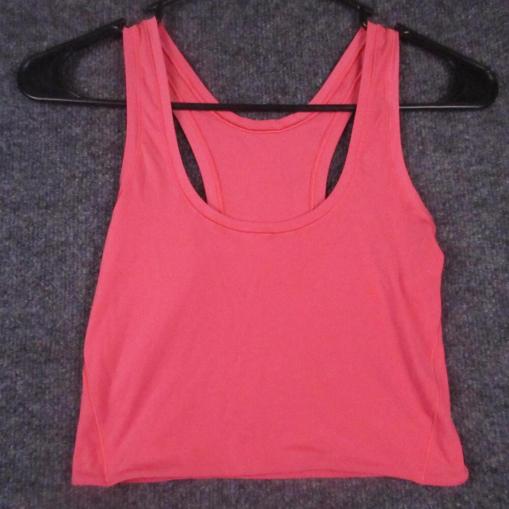 Lululemon Tank Top Womens Small Pink Cropped Racerback Scoop Neck Yoga Athletic